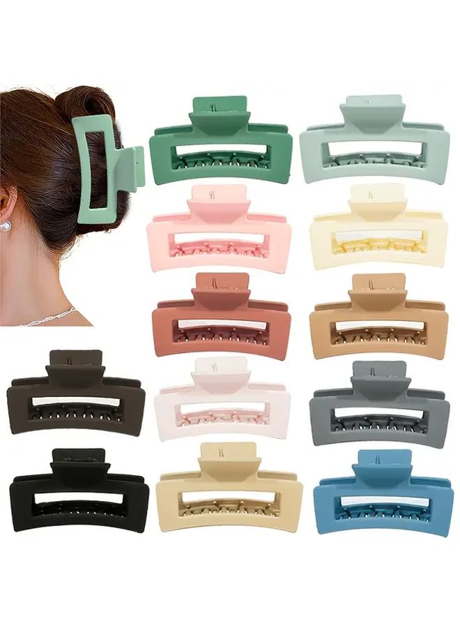 12pcs Multi Color Hair Claw Clips Non Slip Durable Matte Finish For Women - Image 1